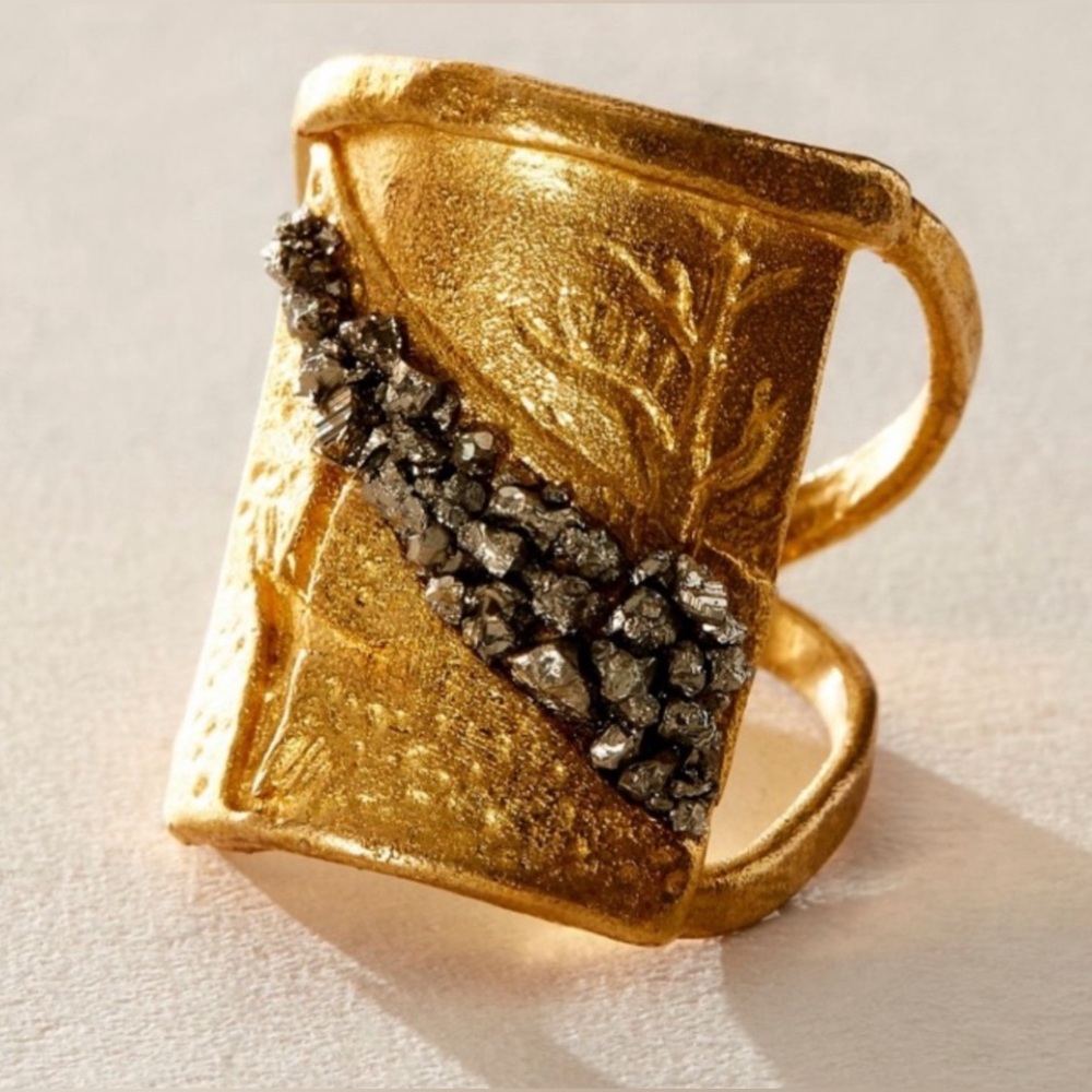 Marly Moretti Pyrite Adjustable Cocktail Ring New With Tags💎